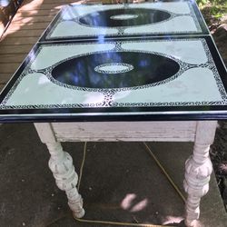 beautiful antique porcelain top table 31x 42 x 30 inches tall.  amazing vintage style