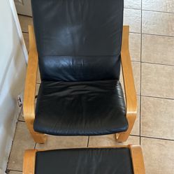 Ikea Mia Reclining Leather Chair with Ottoman