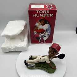 DAMAGED Torii Hunter Autographed Bobblehead Angels SGA Signed Box READ