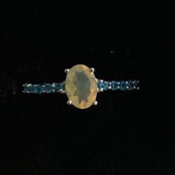 Ethiopian Opal And Blue Apatite Ring Size 6