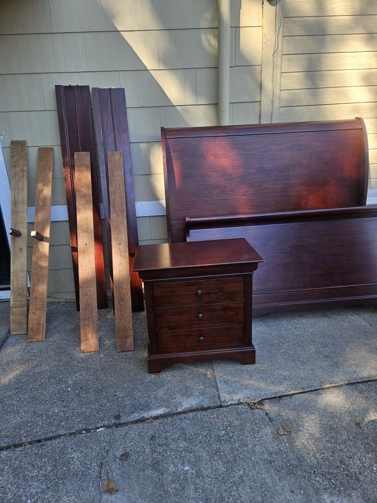 Queen size bed frame nightstand