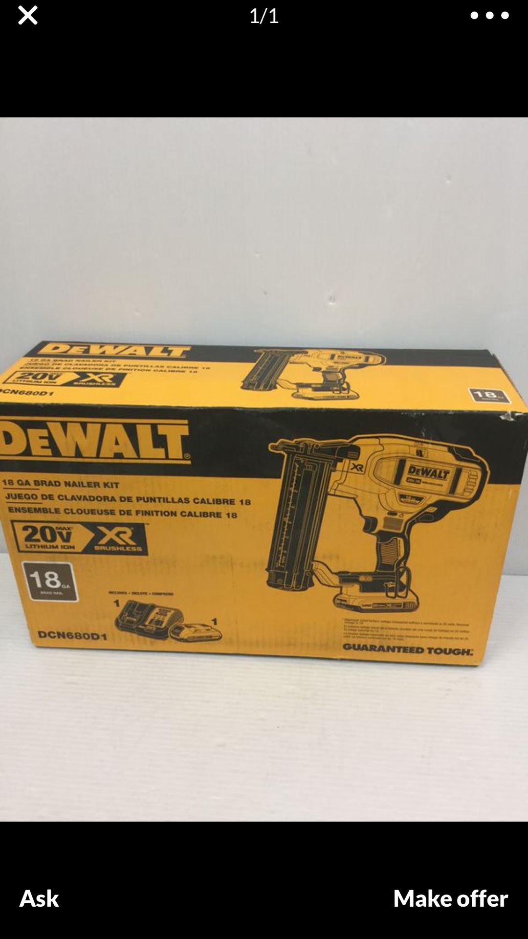 Dewalt Nail gun 18 battery and charge