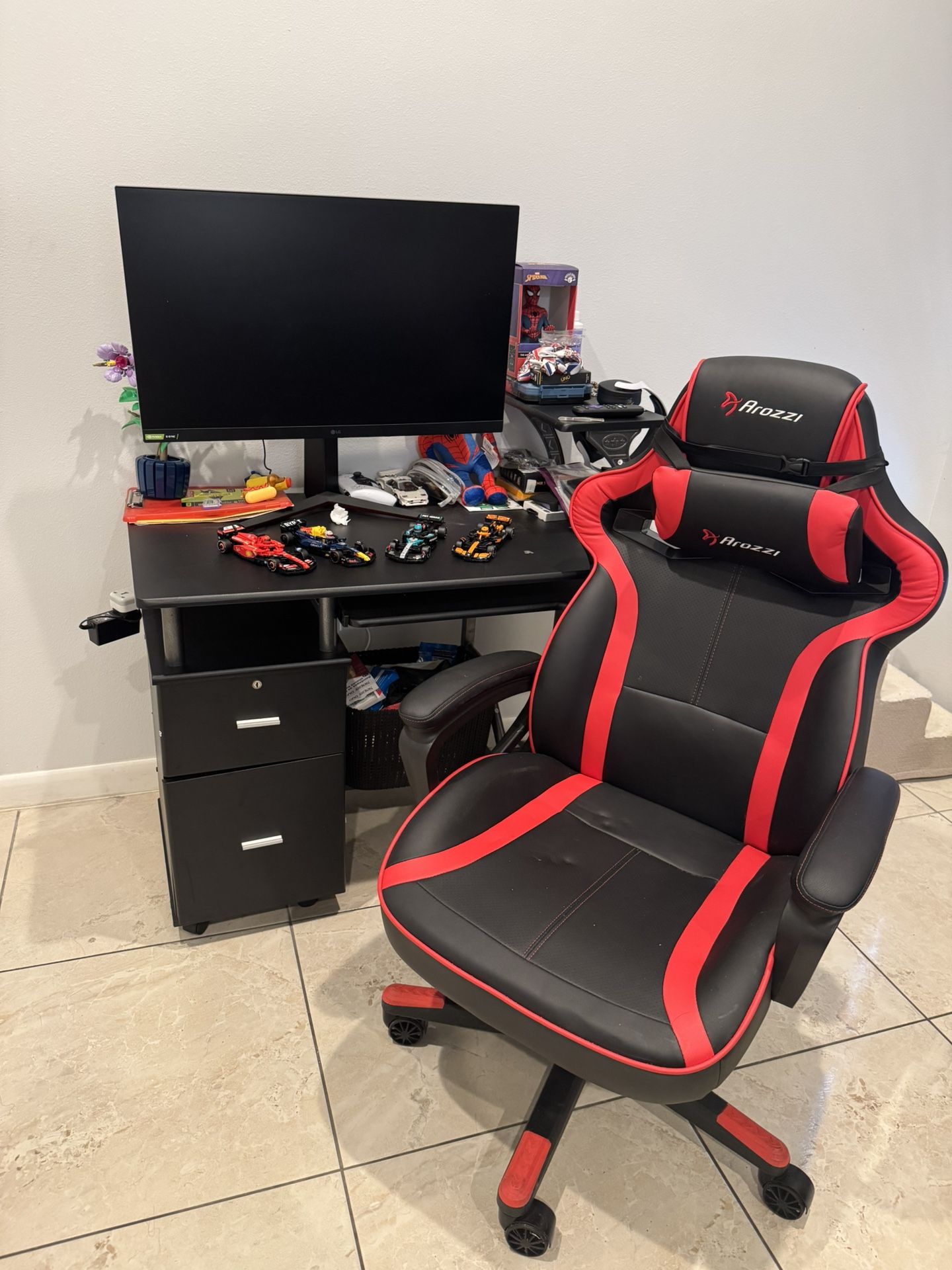 PC Monitor, Desk, Gaming Chair Setup