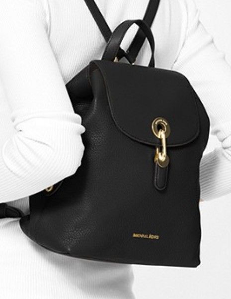 Black Leather Backpack And Black Side Purse