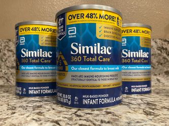 3 LARGE CANS of Similac Baby Formula 40% More Free