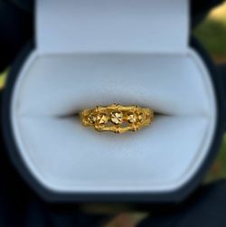 Vintage Jewelry 22k solid yellow gold bamboo ring size 5.75