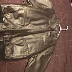 New never worn SNAP ON brown leather jacket