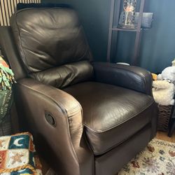 (Free!) Brown Faux Leather/Pleather Swivel & Recliner Chair