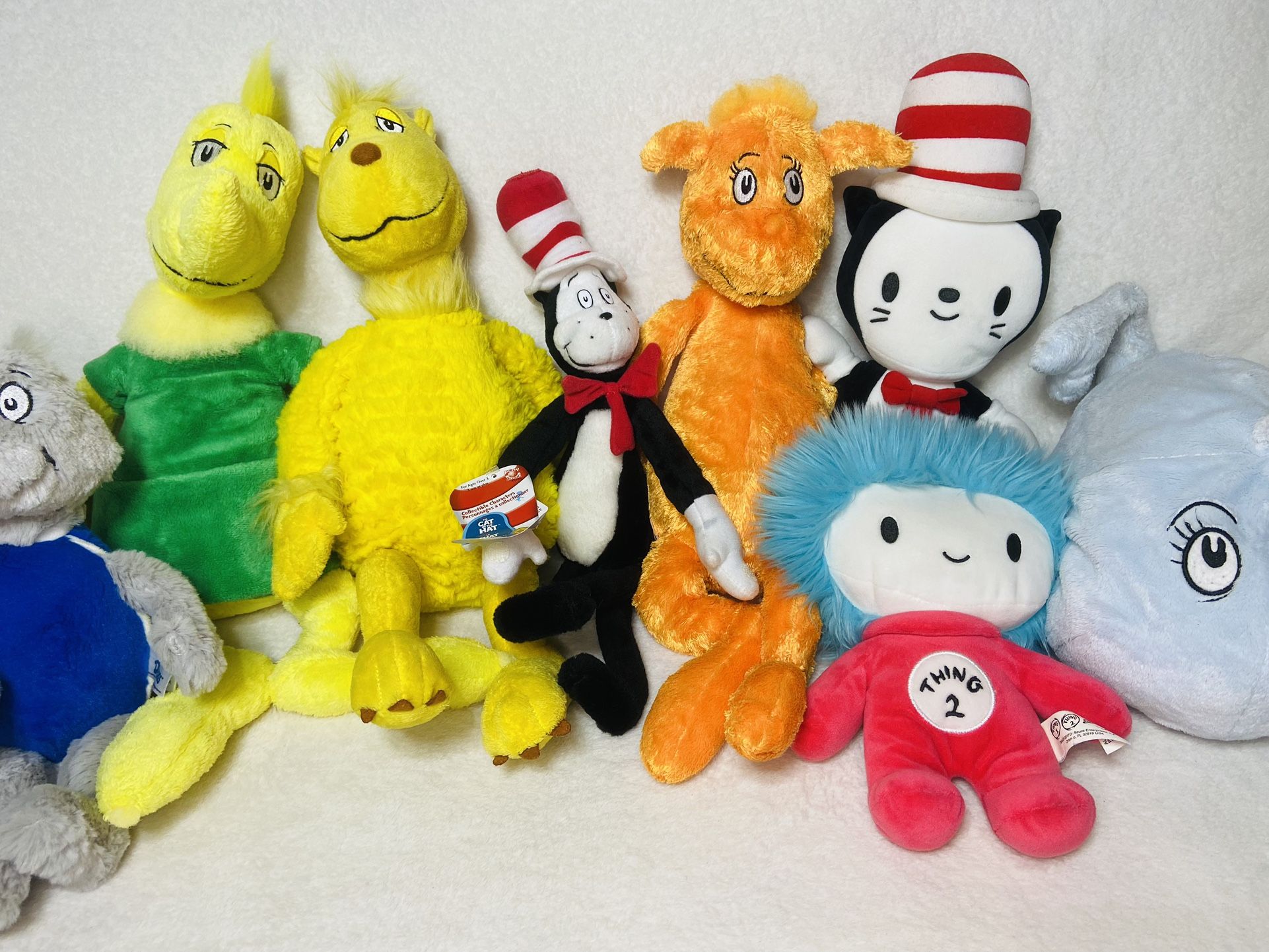 Kids Books Dr Seuss Plush Toy Lot Cat in the Hat Thing 2 Yertle Sneech Foot Book