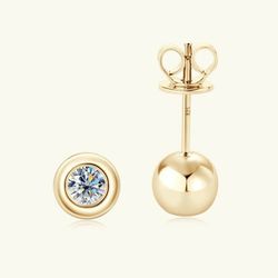 3.5MM MOISSANITE BALL SHAPED STUD EARRINGS 18k yellow gold plated over 925 SS