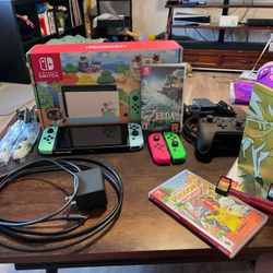Animal Crossing Nintendo Switch Bundle - Zelda + Pokémon Games, Joy-Cons, Controller, Box & More!
