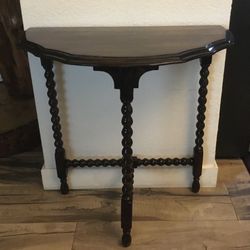 Vintage Demi-lune Console Table With Barley Twist Legs