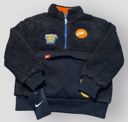 *NEW* Nike Just Do It Patches” Sherpa Pullover Jacket Boys