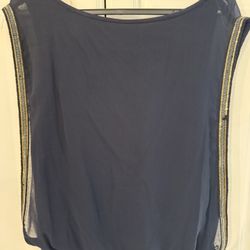 Elegant Navy Sleeveless Top M