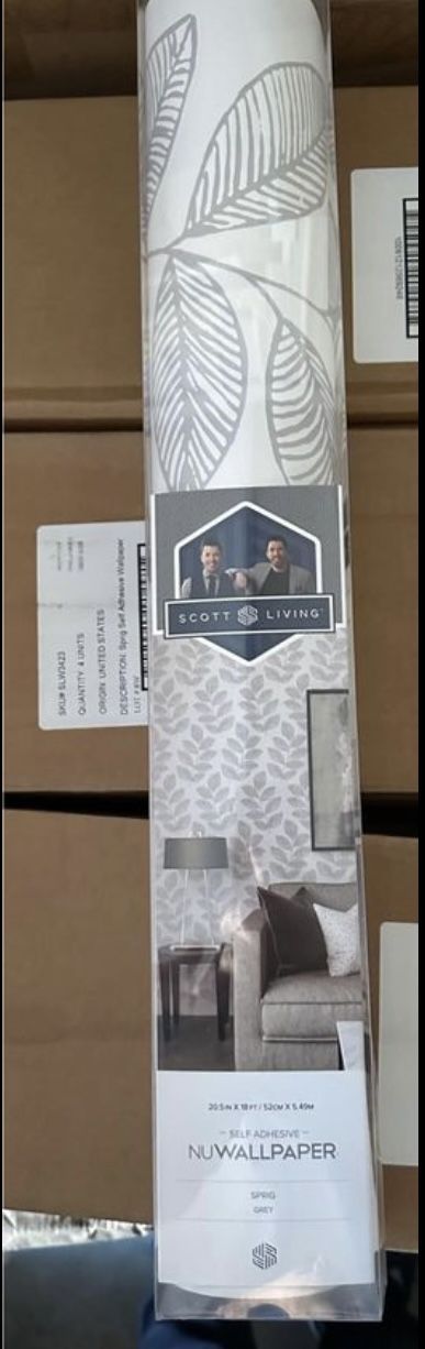 Scott Living 30.75-sq ft Grey Vinyl Ivy/Vines Self-Adhesive Peel and Stick Wallpaper