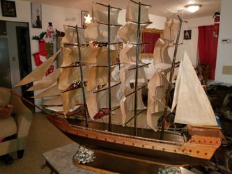 Hand made wooden boat was just finish last touches sizes see pictures.