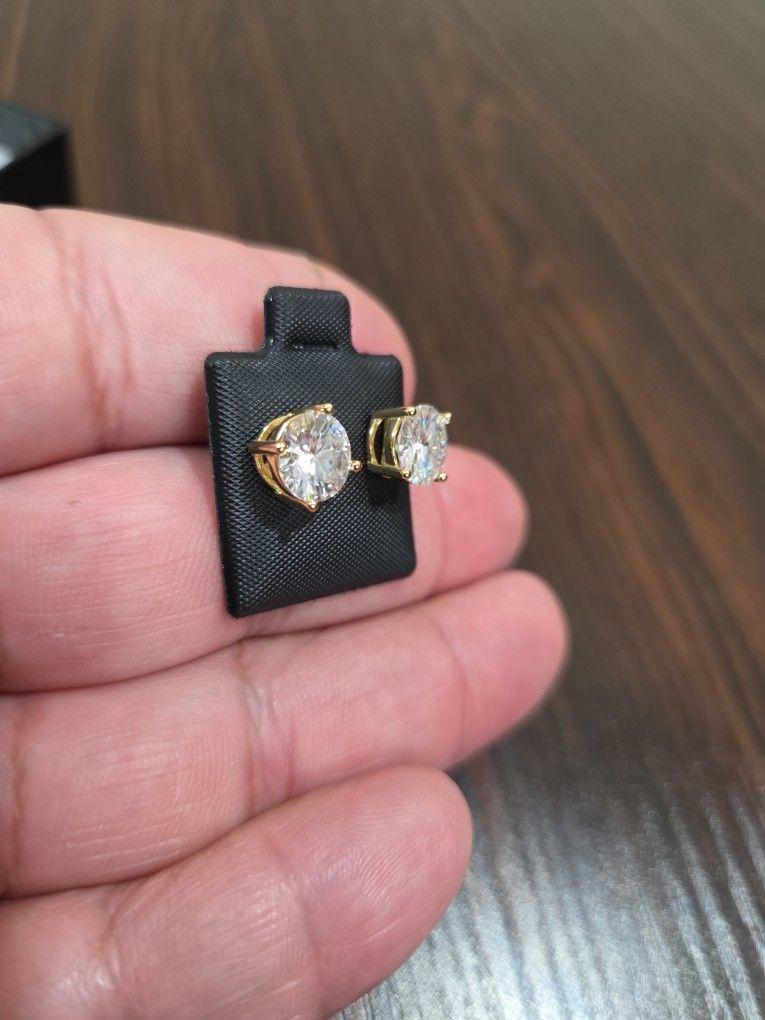 14k Gold Over Sterling Silver 925 Moissanite Stud Earrings