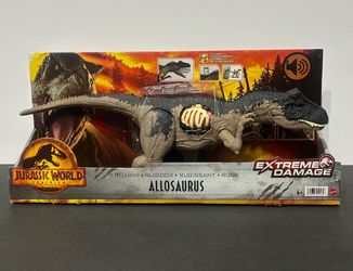 Jurassic World Extreme Damage Roarin' Allosaurus Dinosaur Toy for 4 Year Olds & Up