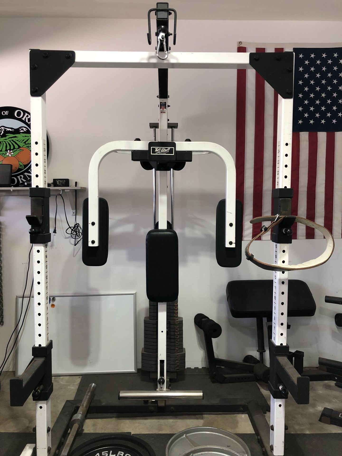 Squat Rack Bench Cable Weight gym Equipment Tuff Stuff Olympic Bar for Sale in Santa Ana, CA