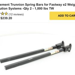 Replacement Trunnion Spring Bars for Fastway Used Set e2 Weight Distribution Systems -Qty 2 - 1,000 lbs TW