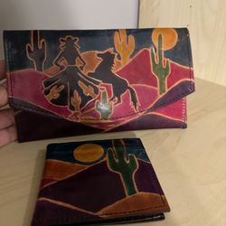 Vintage Leather Western Theme Wallet 
