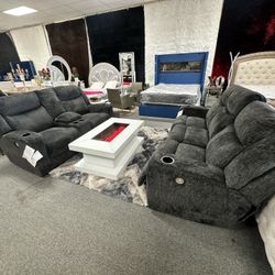 2pc Power Sofa Love Seat 