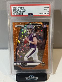 JJ McCarthy Panini Prizm Orange Disco Prizm PSA 9 # 400