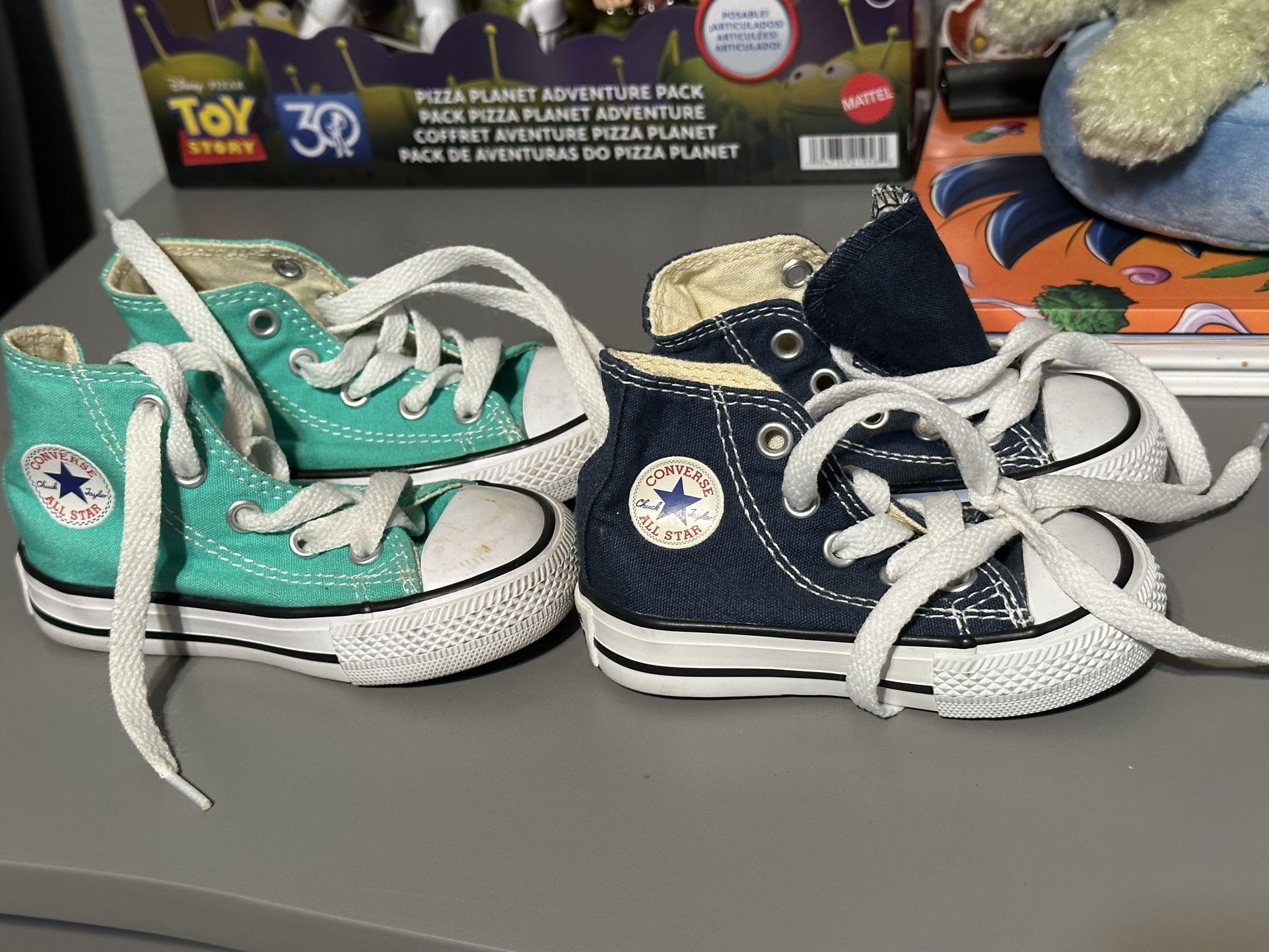 Two Pairs Of Toddler High Top Converse 