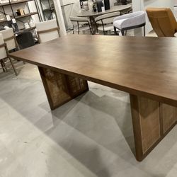 Grier Medium Brown Wood With Cane Dining Table