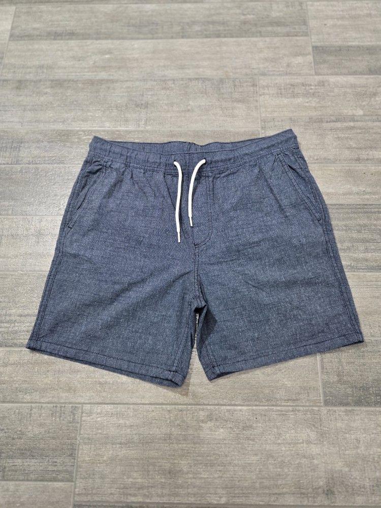 H&M Men's Chino Regular Fit Dark Blue Shorts With Drawstring Size M
