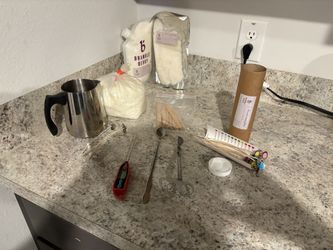 Candle wax with utensils