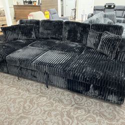 Black Corduroy Sectional Sleeper 