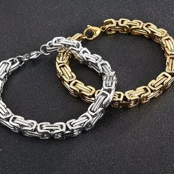 2-Pcs Multi-layer Titanium Steel Gold & Silver Byzantine Chain Bracelets