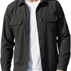 Men's Fishing Shirts Long Sleeve UPF50+ Protection Lightweight Quick Dry Hiking Causal Shirt with Zipper Pockets