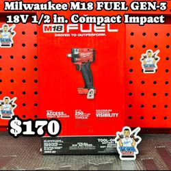 Milwaukee M18 FUEL GEN-3 18V Lithium-Ion Brushless Cordless 1/2 in. Compact Impact Wrench with Friction Ring (Tool-Only)