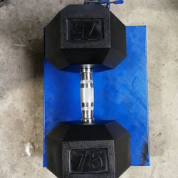 New Rubber Hexagon Dumbbell 75lb Pair | Brand New In Box Still | Rubber Hex Dumbbell 