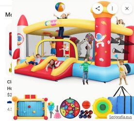 Adnoom Bounce House for Big Kids 8-12, Bouncy House with 550W Blower, Inflatable Bouncy Castle with Double Slides, Basketball Hoops, Jumping Castle Sp