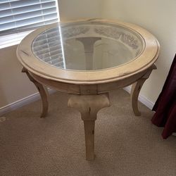 Large Wood/Glass Round End Table