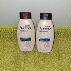 2 Aveeno Skin Relief Body Wash 12oz Fragrance Free 