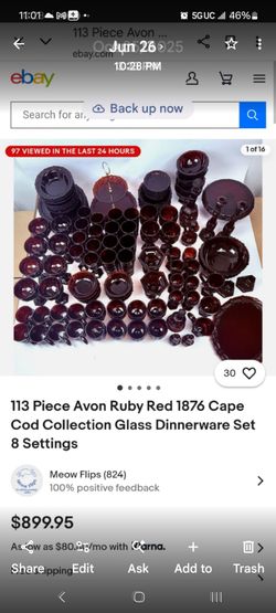 Vintage Avon Ruby Red NOT full set