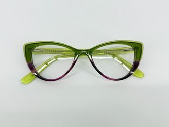 Green & Purple CatEye Acetate Eyeglasses Frames w/ Clear Lenses