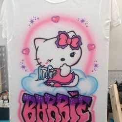Airbrush T-shirt Designs/ Hello Kitty  & Graffiti Style Name