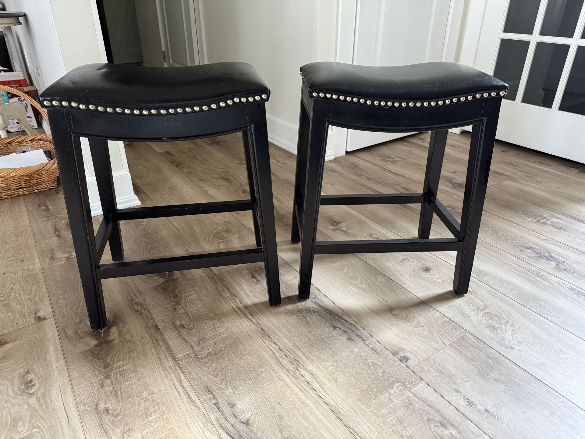 Counter & Bar Solid Wood Backless Stool with Upholstered Seat