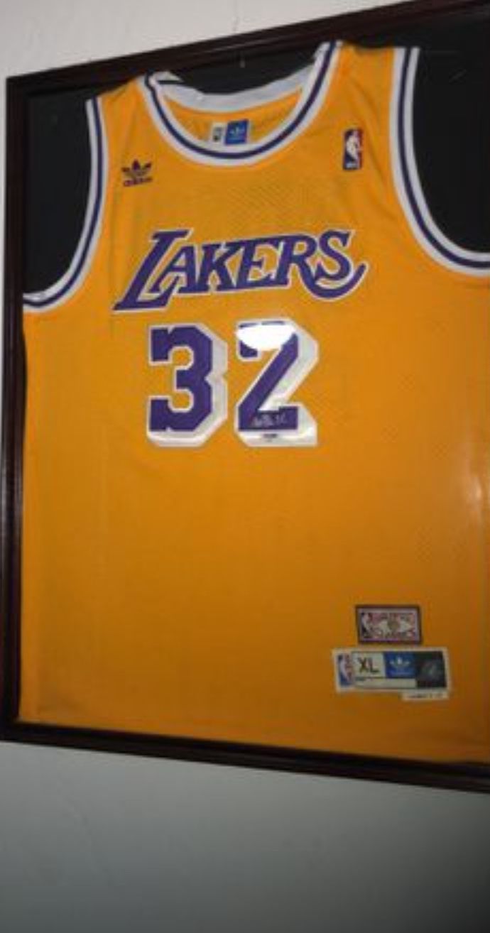 Magic Johnson Autographed framed jersey