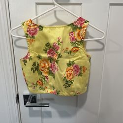 Yellow Floral Crop Top/blouse 