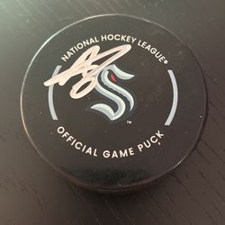 Seattle Kraken Adam Larson Autographed Nhl Game Puck