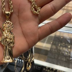 10kt Gold Rope Chain & 10kt Gold Pendant 