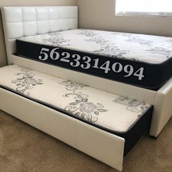 Full Twin Trundle Bed With Both Nice Mattresses Included 