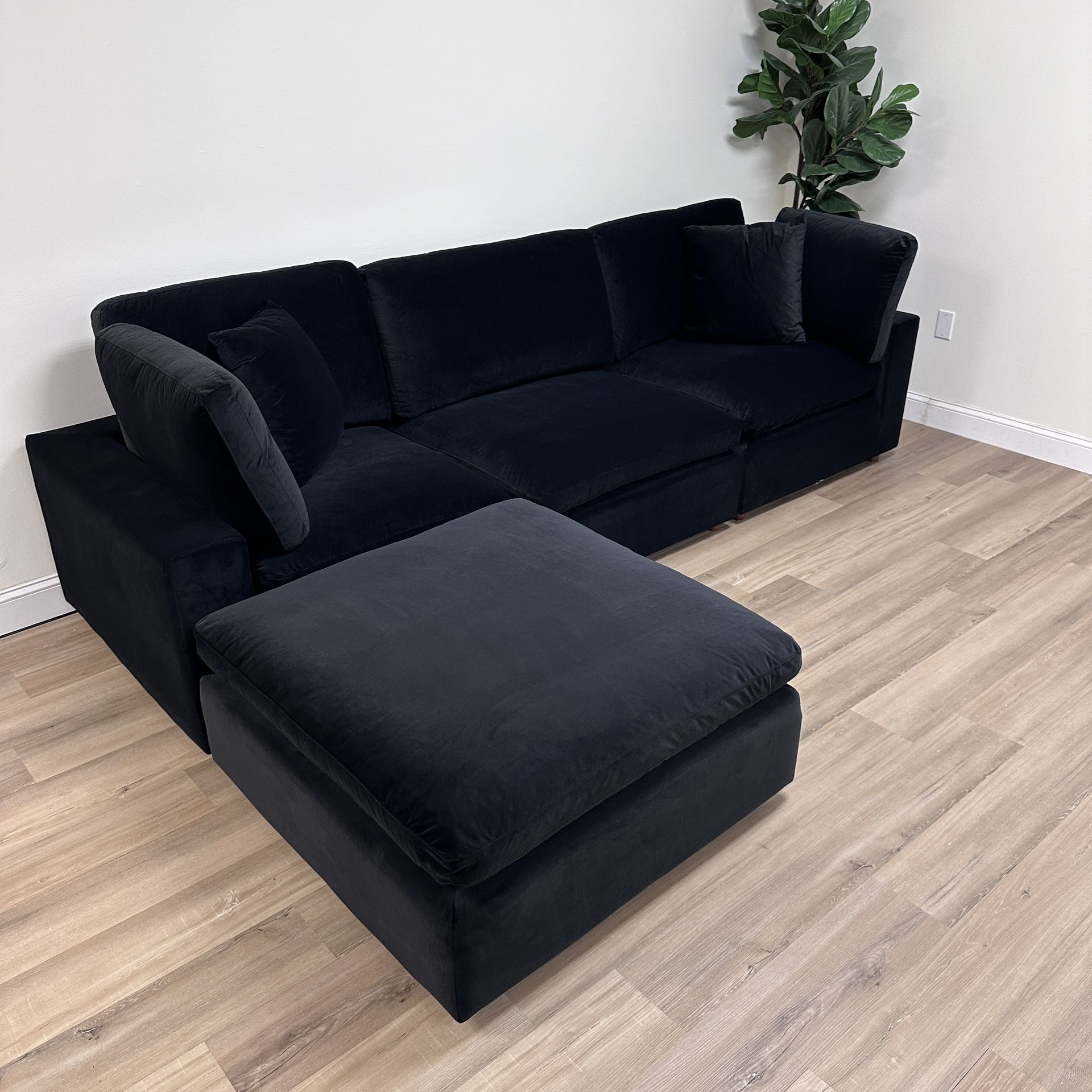 New Black Velvet Cloud Couch Sectional