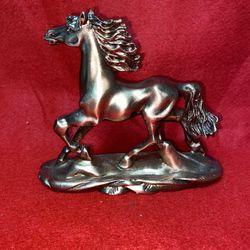 Vintage 6 Inch x 5 Inch Copper Plated Alabaster Greek Horse Statue Imported From Greece (3 available)